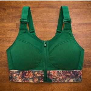 SHEFIT Green Front-Zip High Impact Sports Bra New With Wash Bag Size 1Luxe